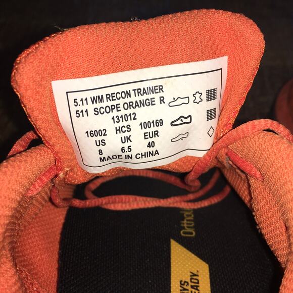 5.11 Tactical Recon Trainer Shoe Womens 8 Orange Sneaker All Terrain Workout - Picture 8 of 8